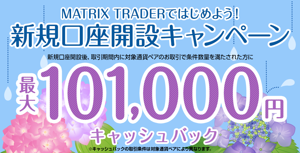 MATRIX TRADERではじめよう新規口座開設キャンペーン！