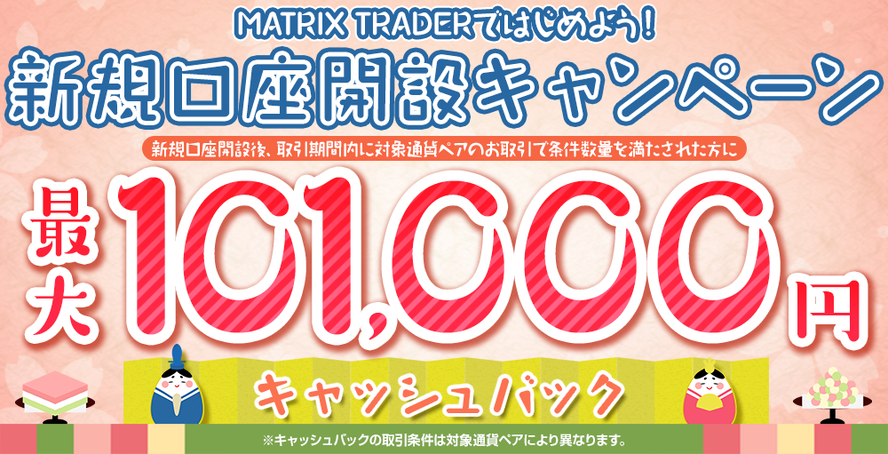 MATRIX TRADERではじめよう新規口座開設キャンペーン！