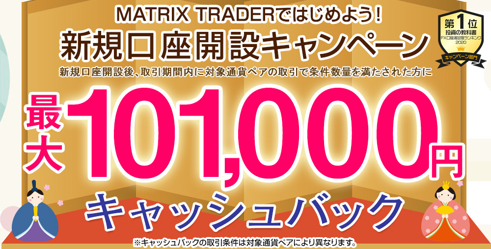 MATRIX TRADERではじめよう新規口座開設キャンペーン！