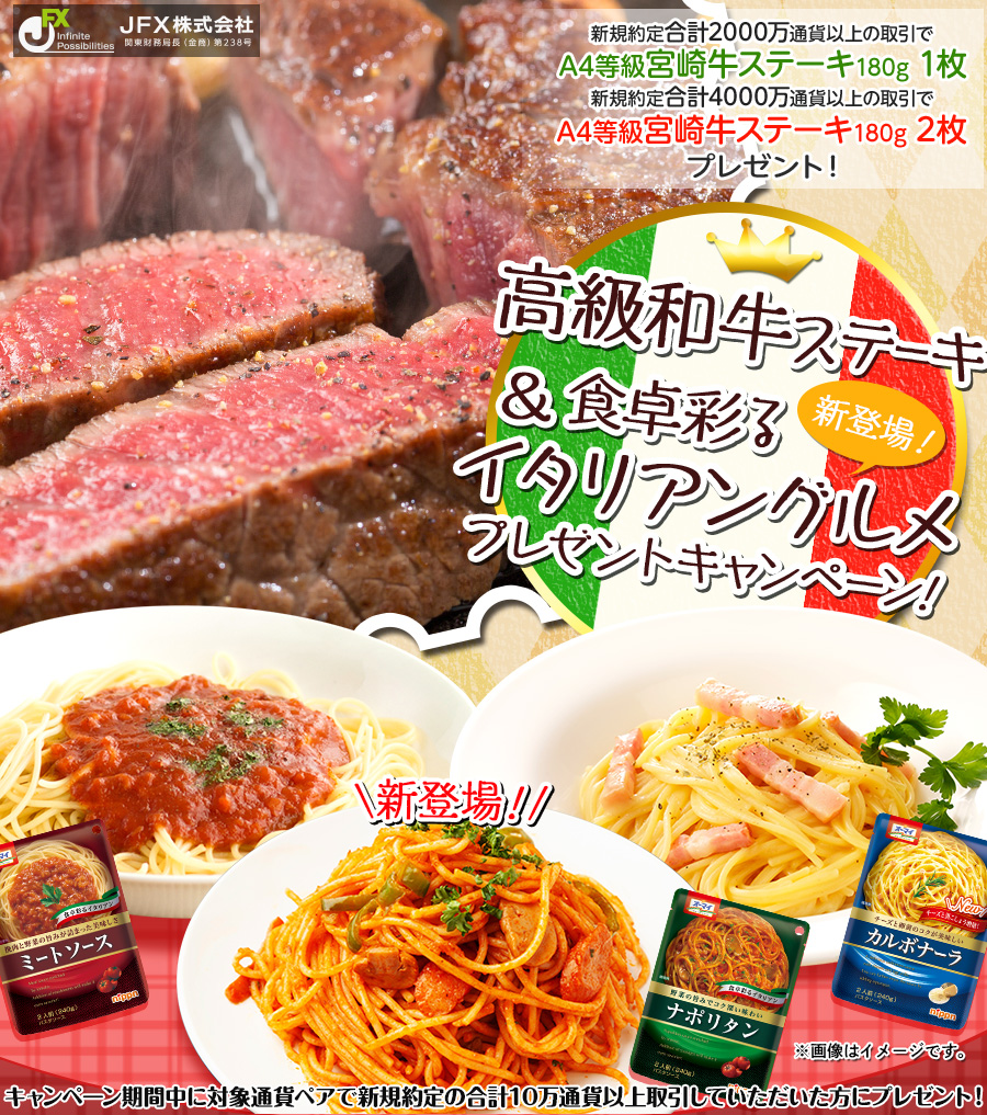 高級和牛ステーキ&食卓彩るイタリアングルメプレゼントキャンペーン!
