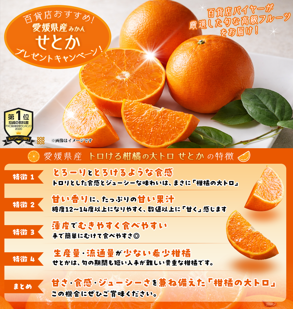 愛媛県産みかん せとかプレゼントキャンペーン!