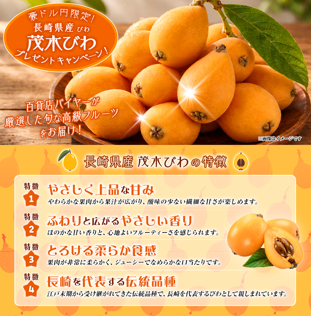 豪ドル円限定！長崎県産びわ 茂木びわプレゼントキャンペーン!