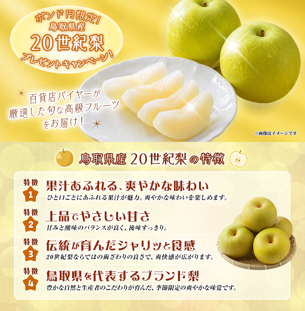 ポンド円限定！鳥取県産 20世紀梨プレゼントキャンペーン!