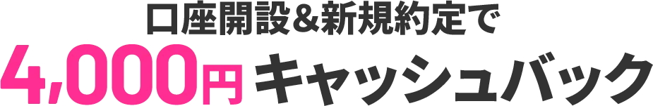 口座開設&新規約定で4,000円キャッシュバック