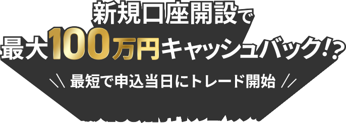 新規口座開設で最大100万円キャッシュバック1? 最短で申込当日にトレード開始